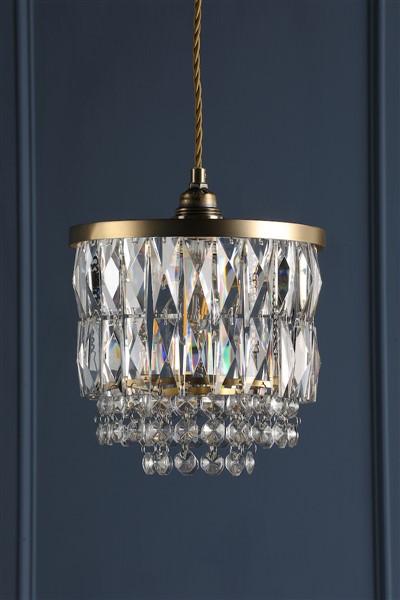 (image for) Laura Ashley Rhosill Easy Fit Pendant Crystal and Antique Brass